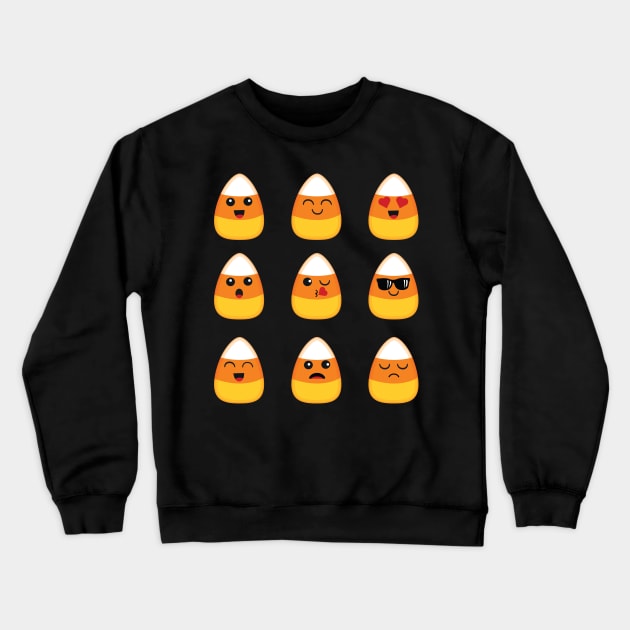 Candy Corn Face Emoticon Funny Halloween Gift Crewneck Sweatshirt by HCMGift